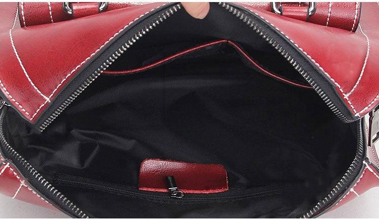 Genuine Leather Fashion Women handbag Red - Obeezi.com