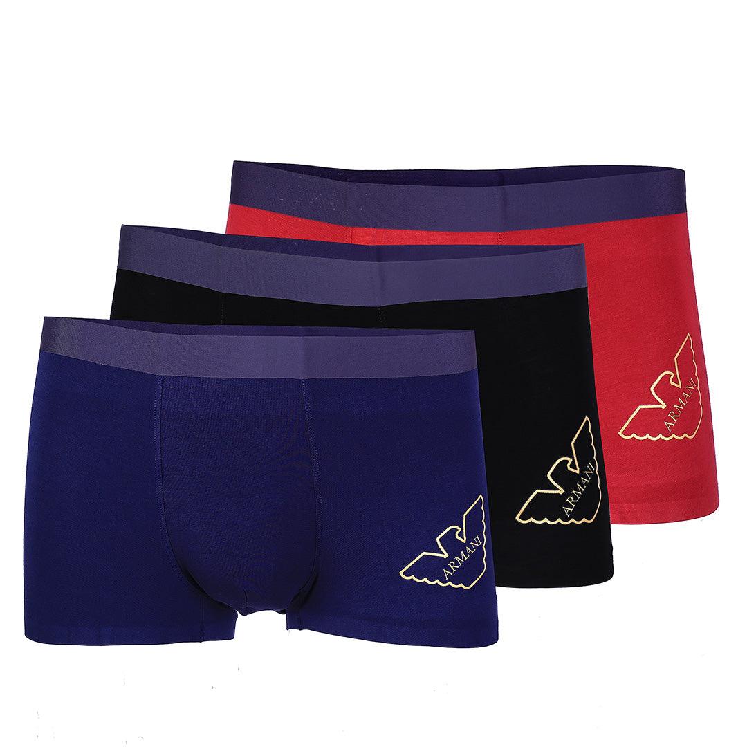 Giomani Black, Blue And Red Logo Designed Cotton 3 in 1 Briefs - Obeezi.com