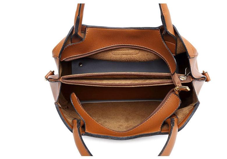 Golden metalic Design 3 in 1 woman Brown Handbags - Obeezi.com