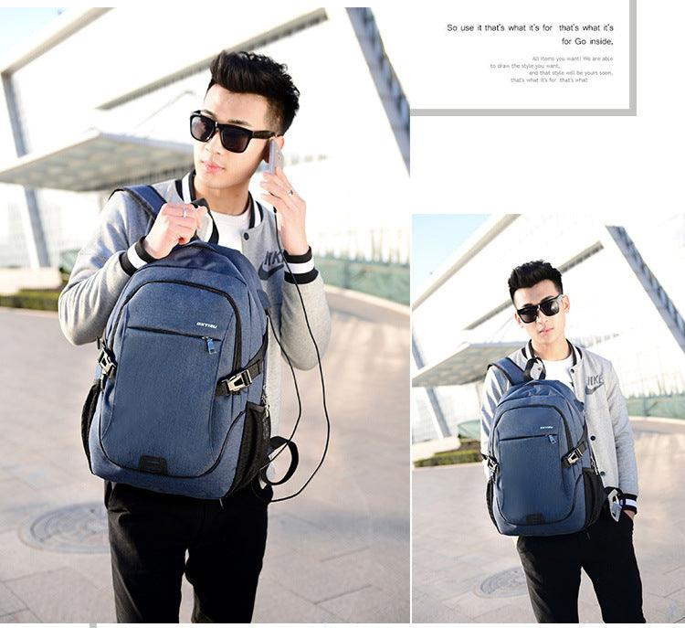 Haven Large Capacity Laptop Backpack With USB Charging Port-Grey - Obeezi.com