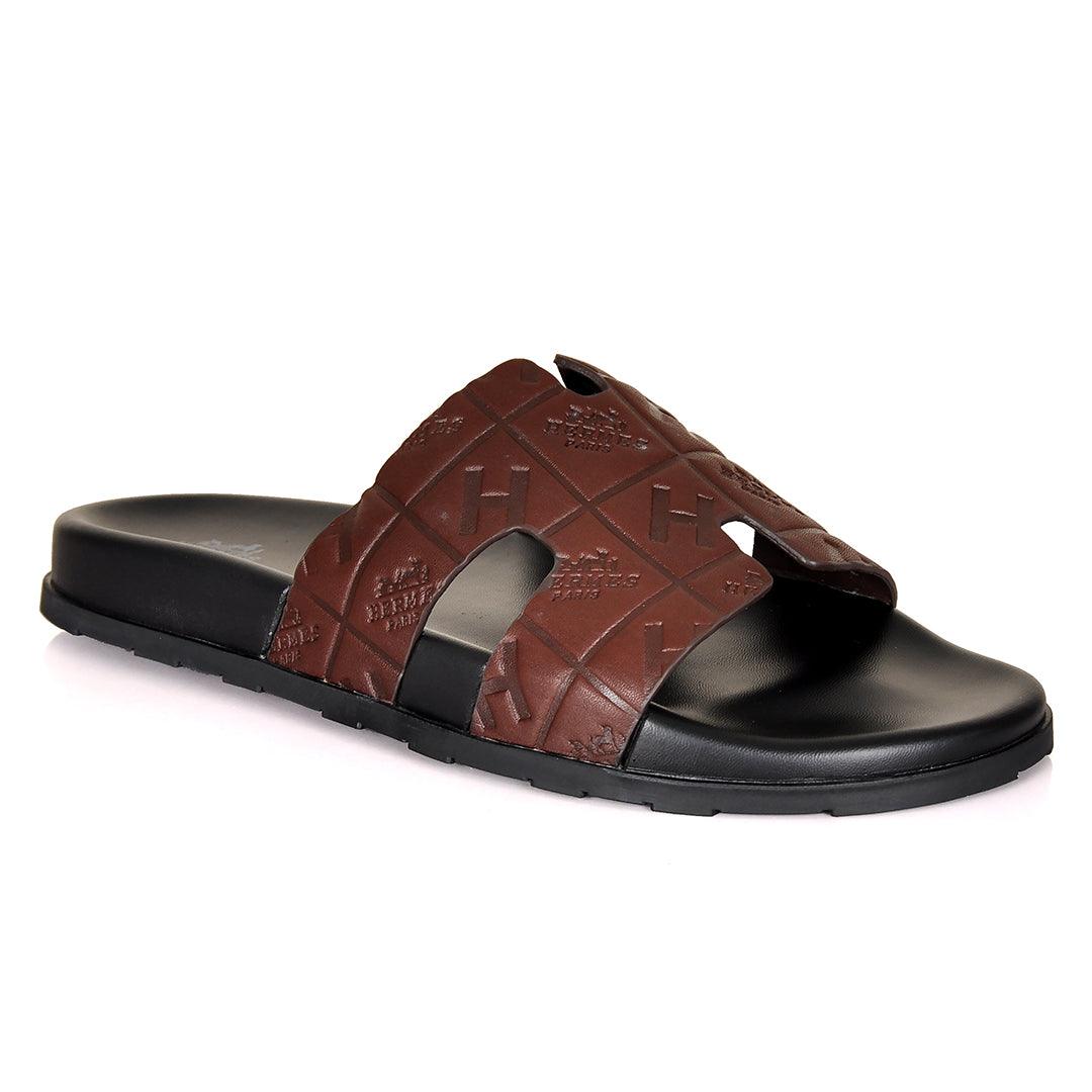 Herm Paris Created Logo Leather Ultralightweight Slippers - Obeezi.com