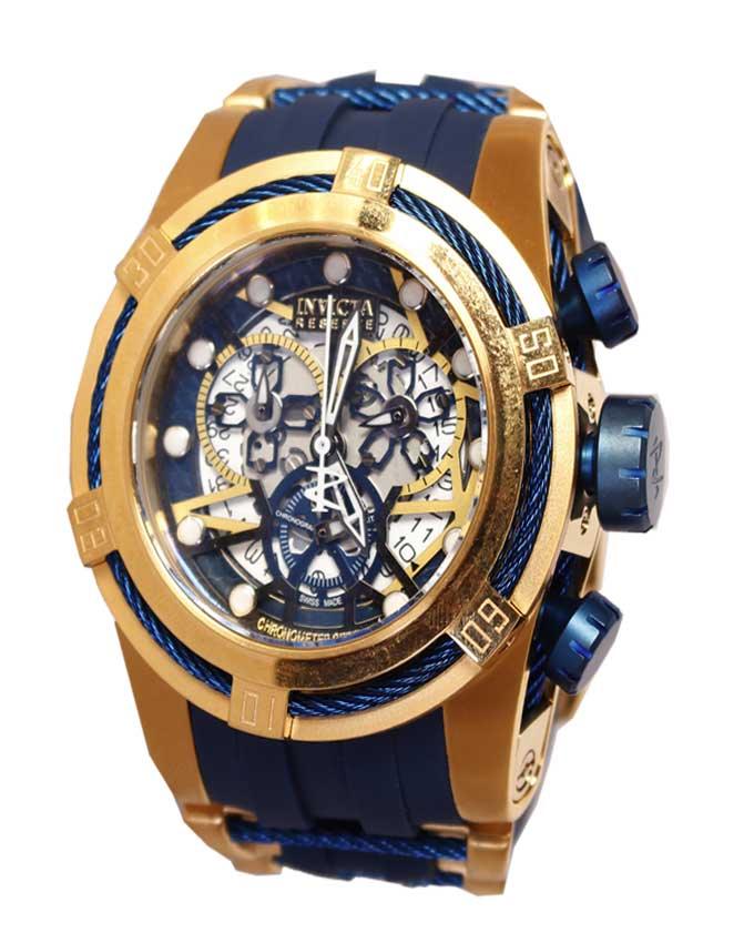 Invicta 14432 Men’s Reserve Bolt Zeus Blue Dial Blue Rubber Strap Chronograph - Obeezi.com
