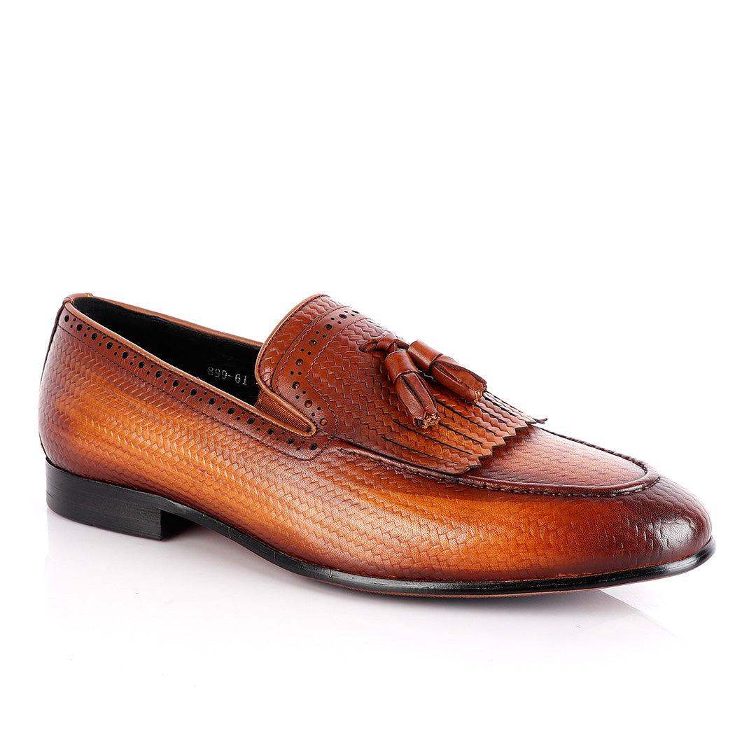 John Foster Brown All Croc Leather Tassel Shoe - Obeezi