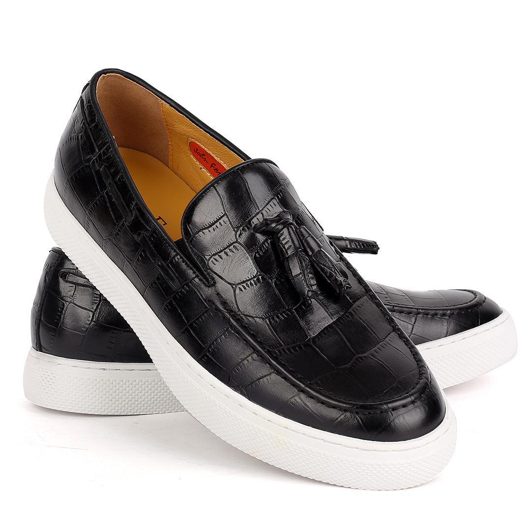 John Foster crocodile Leather Tassel Designed Cooperate Men's Sneaker Shoe - Obeezi.com