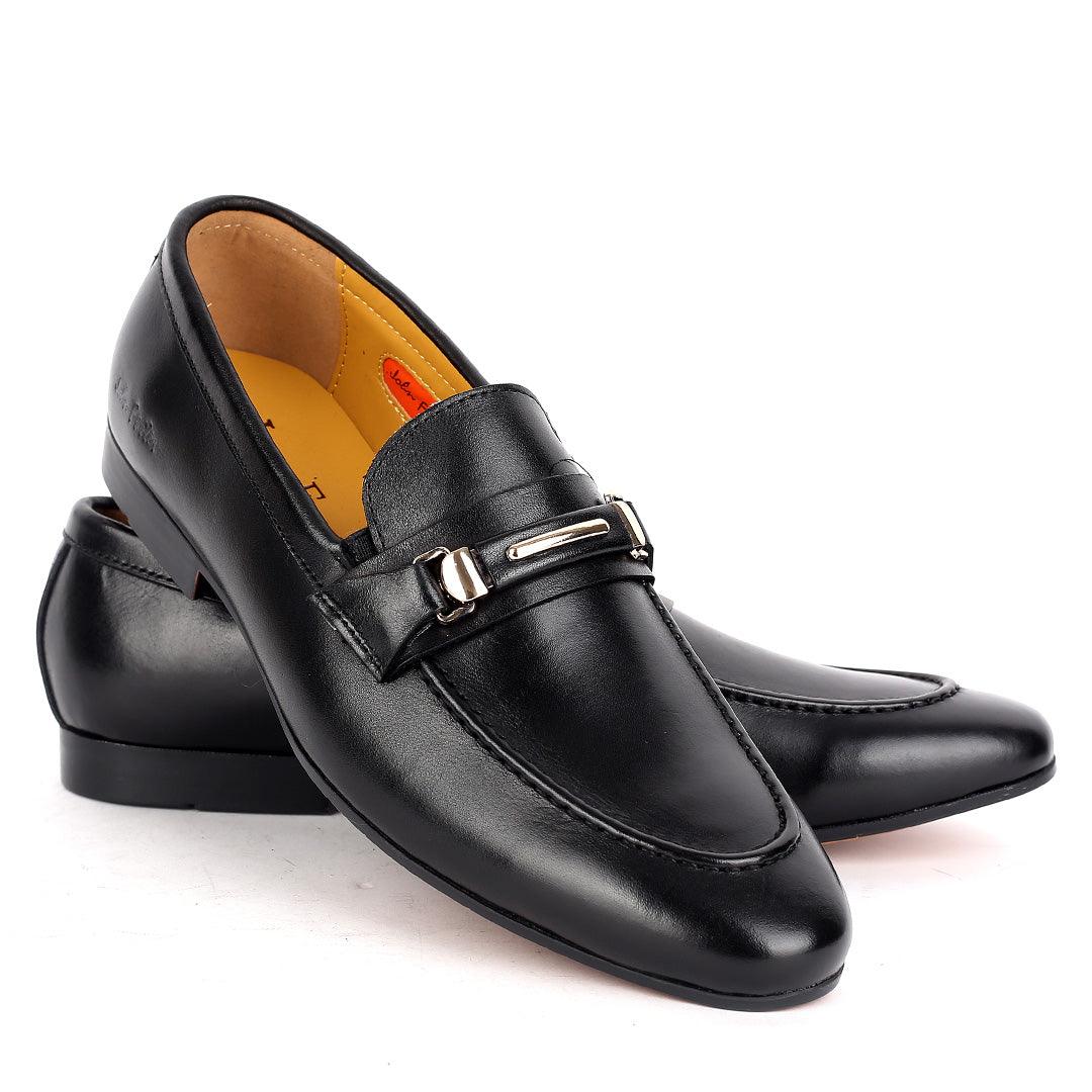 John Foster Plain Leather Skin Gold Single Belt Designed-Black - Obeezi.com