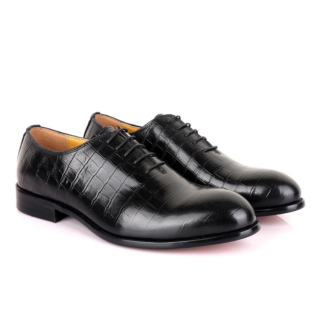 John Mendson Oxford Croc Lace up Leather Shoe - Obeezi