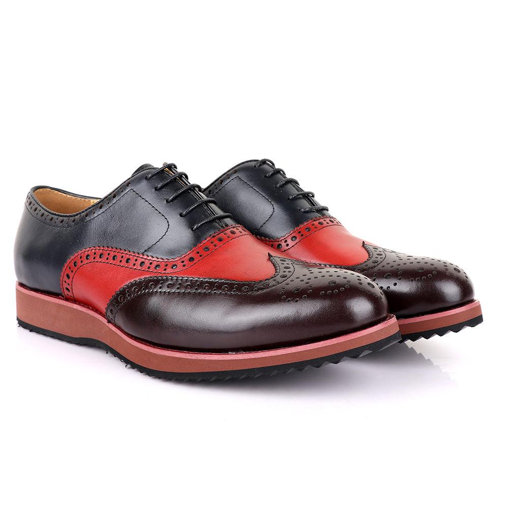 John Mendson Welted Classic Blue And Coffee/Red Shoe - Obeezi
