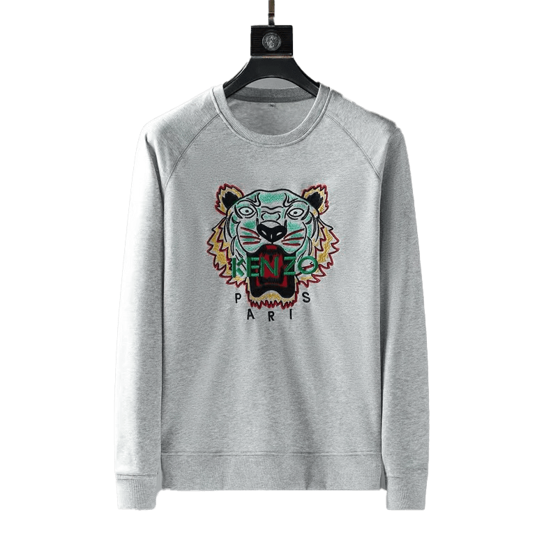 Kenz Full Embroidery Tiger Logo Sweatshirt - Ash - Obeezi.com