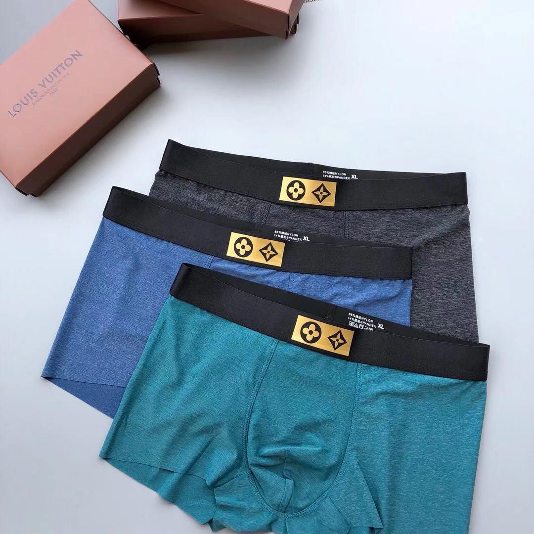 Lou Comfortable 3 in 1 Body-Suited Logo Designed Grey, Green And Blue Briefs - Obeezi.com