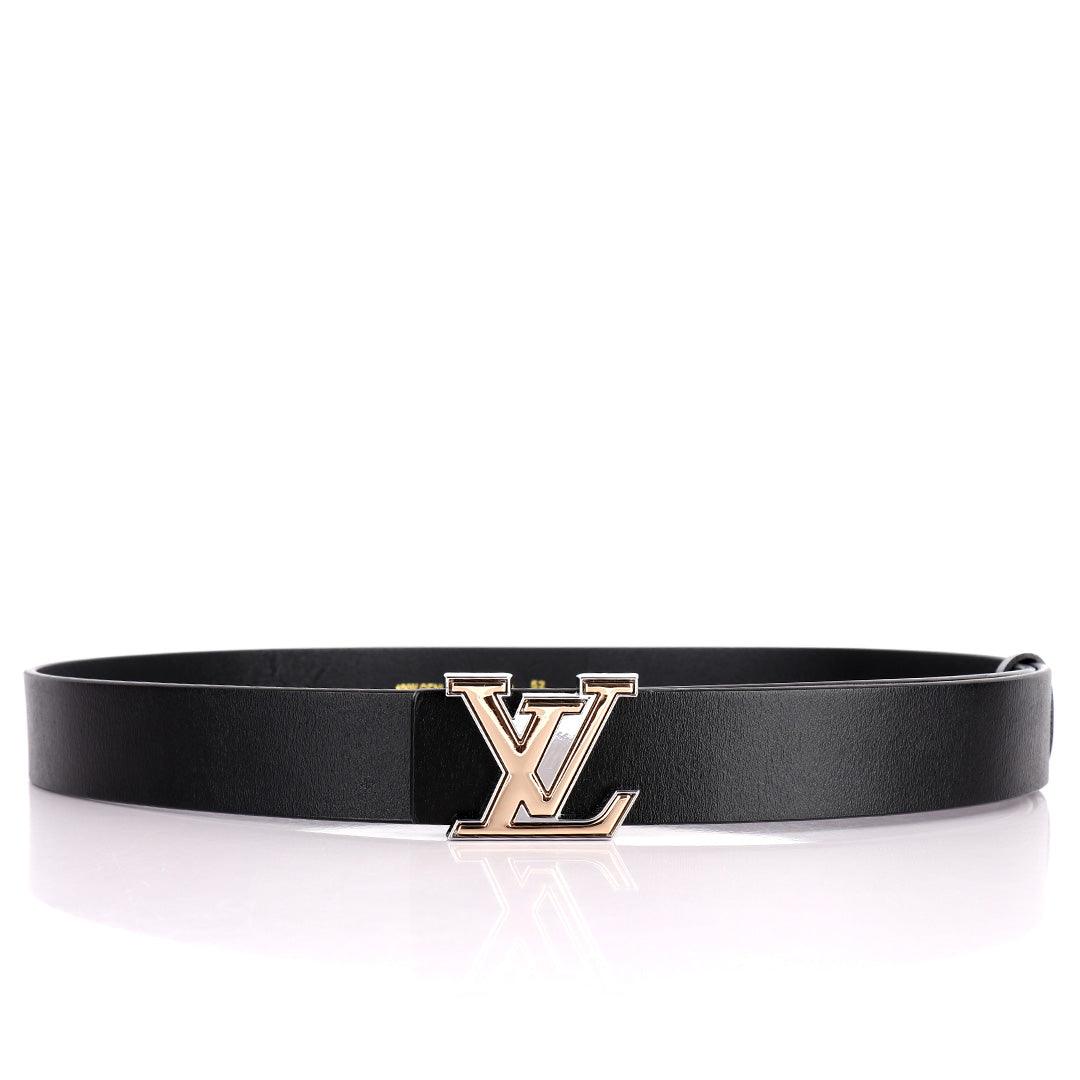 LV Logo Designed Luxurious Men's Leather Belt- Black - Obeezi.com