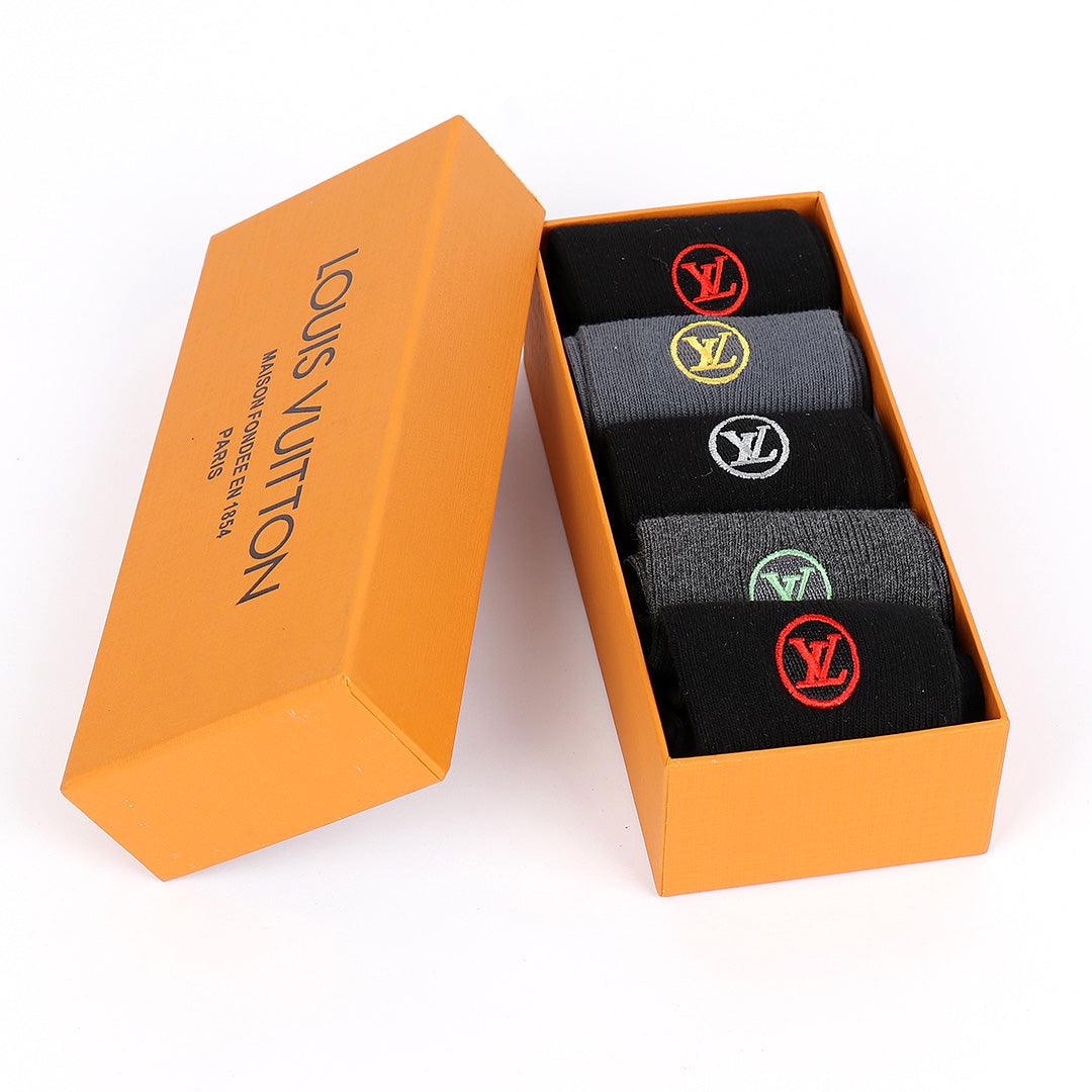 LV Paris Executive Monogram Logo Designed Cotton Socks - Obeezi.com