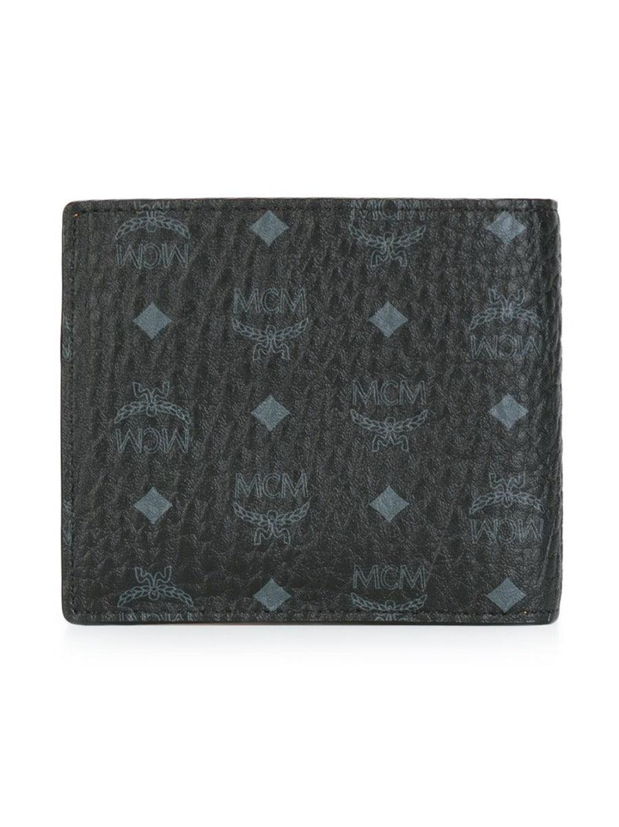 MCM Logo Print Billfold Wallet Black - Obeezi.com