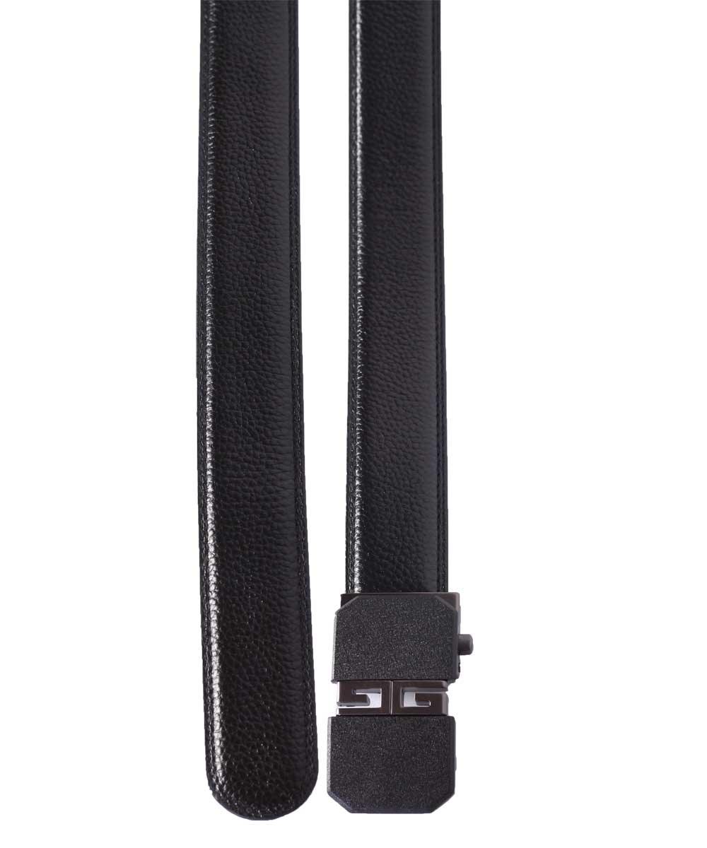 Men's Leather Stainless Steel Buckle Black Adjustable Belt - Obeezi.com