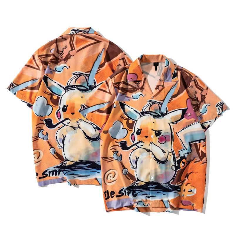 Men's Multi Coloured Animated Designed Aloha Shirt - Obeezi.com