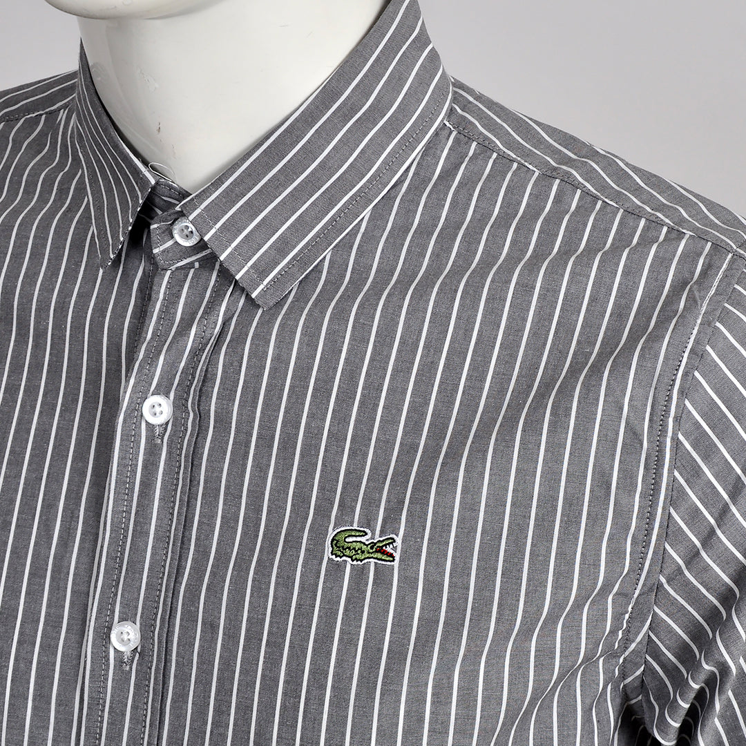 Men's Striped Lightweight Cotton Short Sleeve Shirt - Ash - Obeezi.com