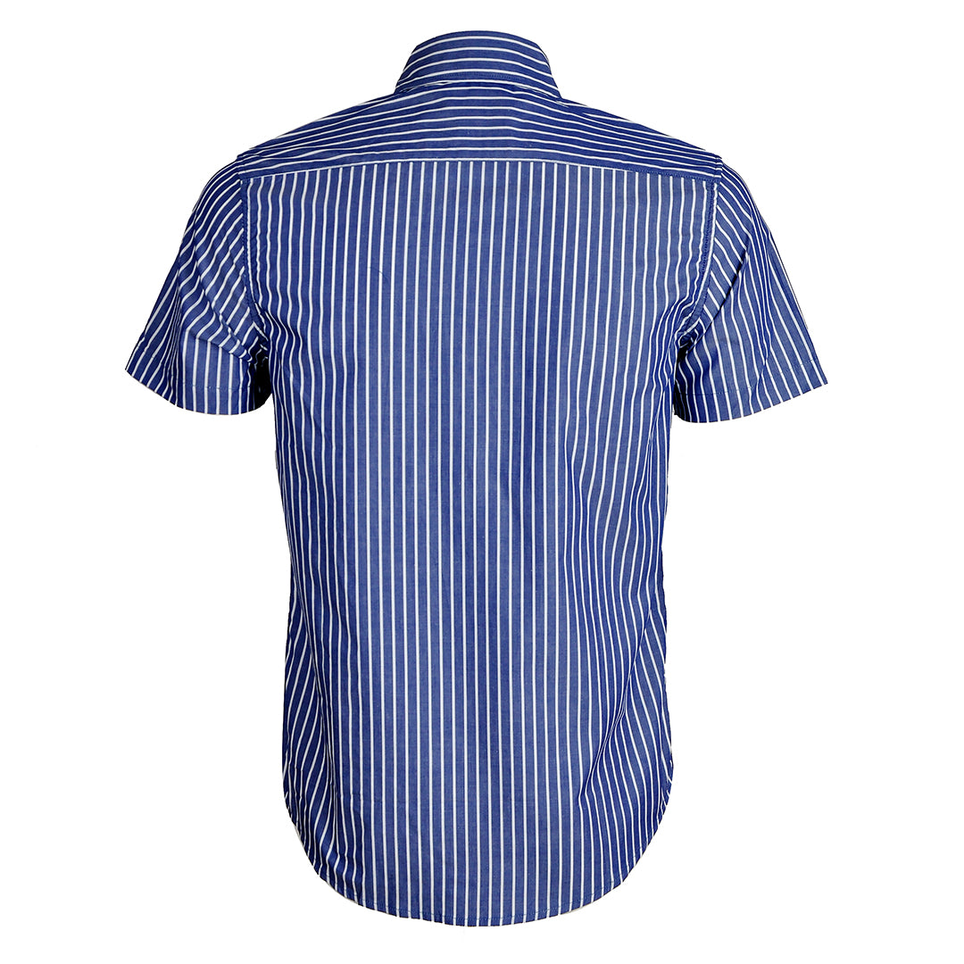 Men's Striped Lightweight Cotton Short Sleeve Shirt - Blue - Obeezi.com