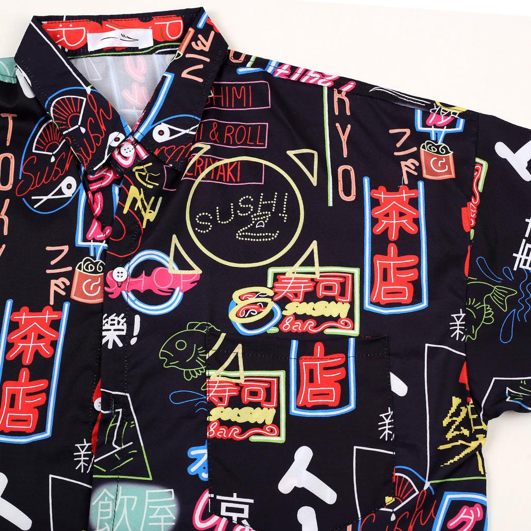 Men's Sushi Designed Aloha Shirt - Black - Obeezi.com