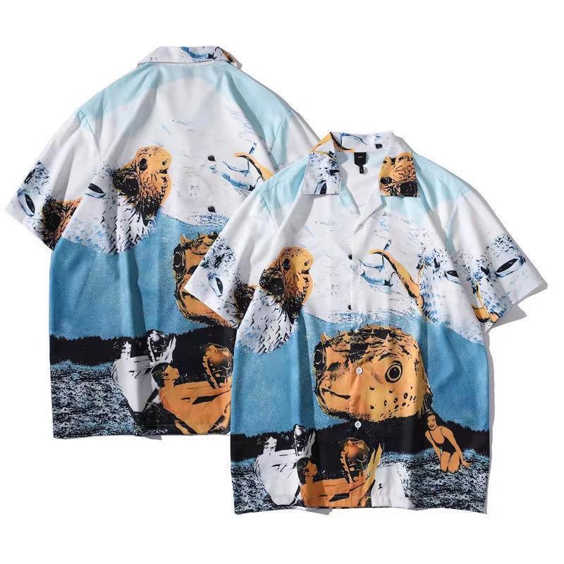Men's Vintage Nature Print Short sleeve Shirt - Obeezi.com