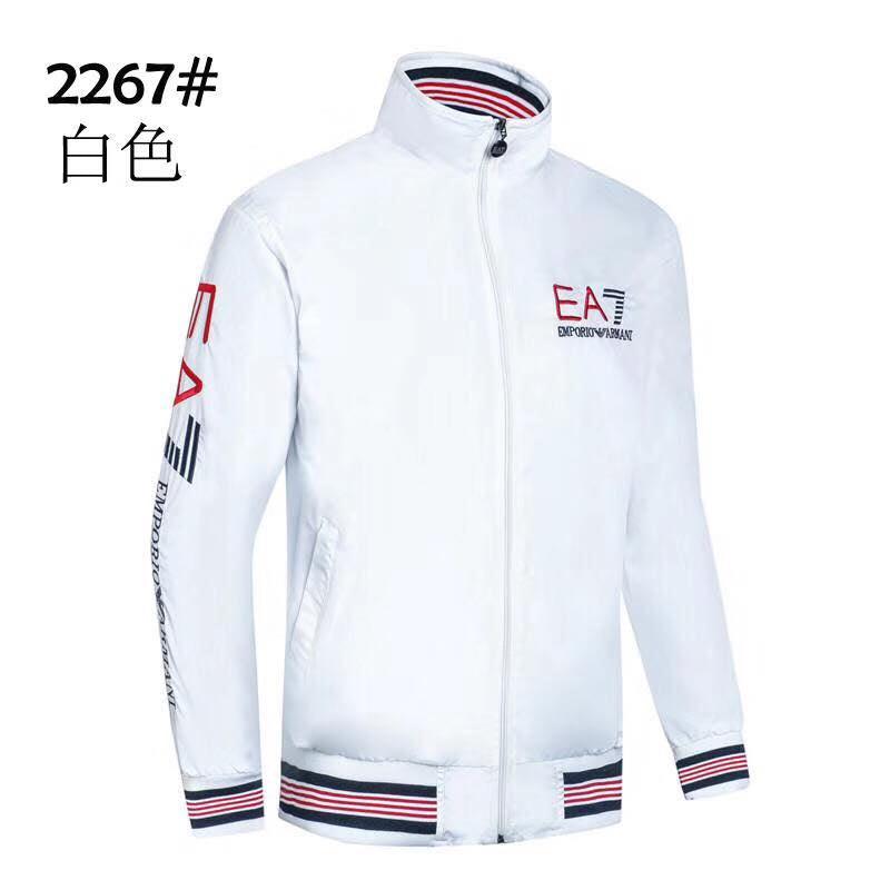Men's White Long Sleeve Track Jacket with collar stripes - Obeezi