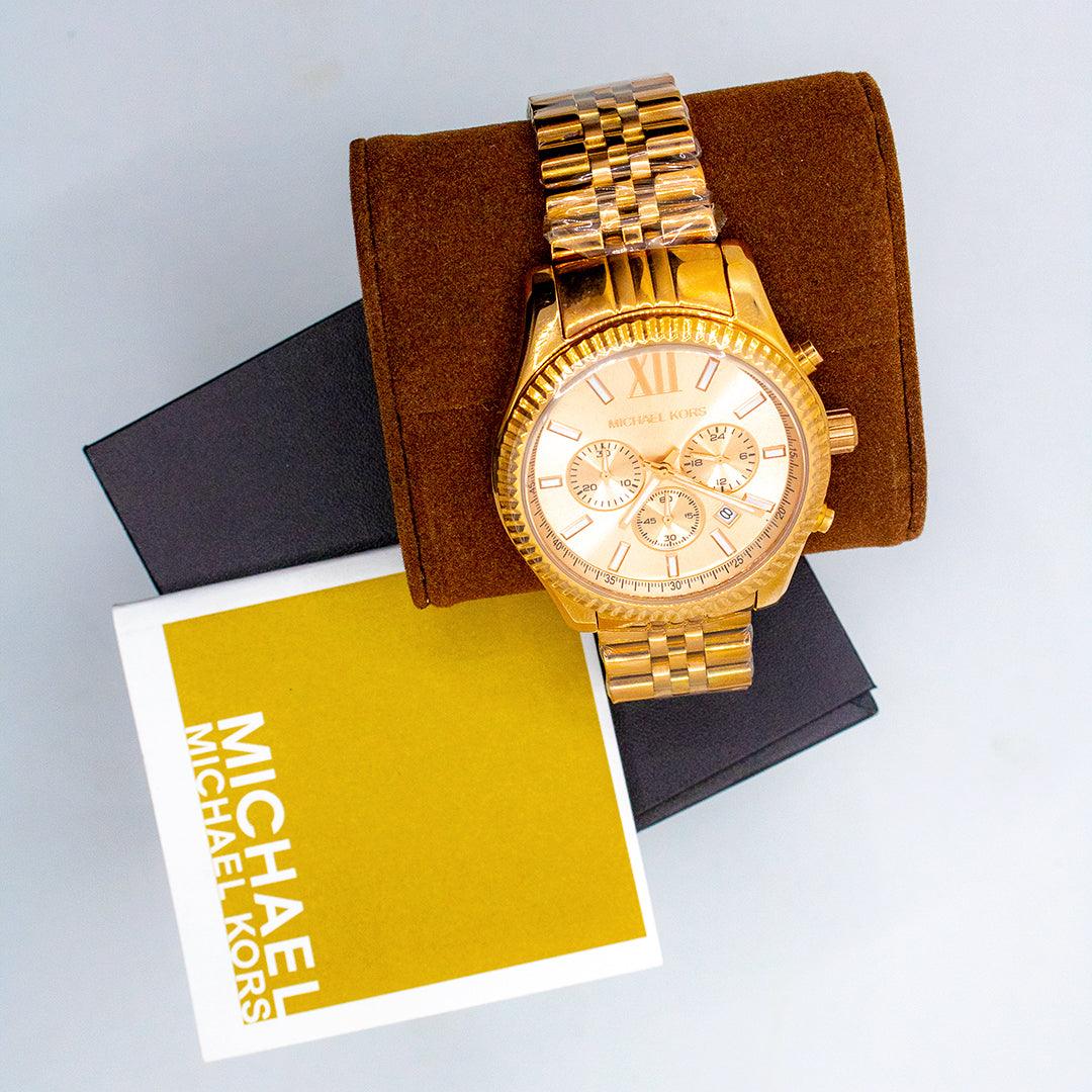 Michael Kors MK8281 Lexington Chronograph Champagne Dial Men's Watch - Obeezi.com