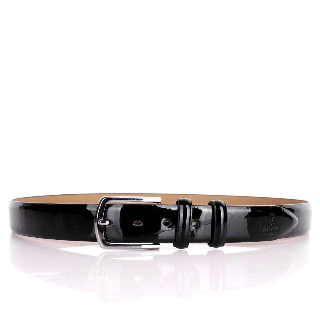 MJ Fans Smooth Glossy Leather Men's Formal Black Belt - Obeezi.com