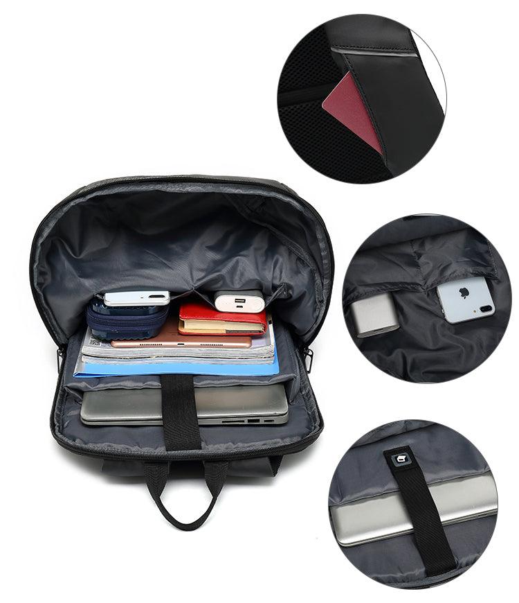 Multi-function Waterproof Grey Backpack With USB Port - Obeezi.com