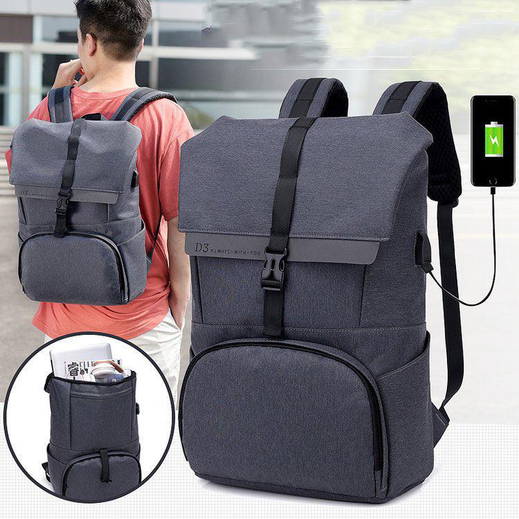 Multi-Functions D3 Backpack With Usb Charging Ports Black Bags - Obeezi.com