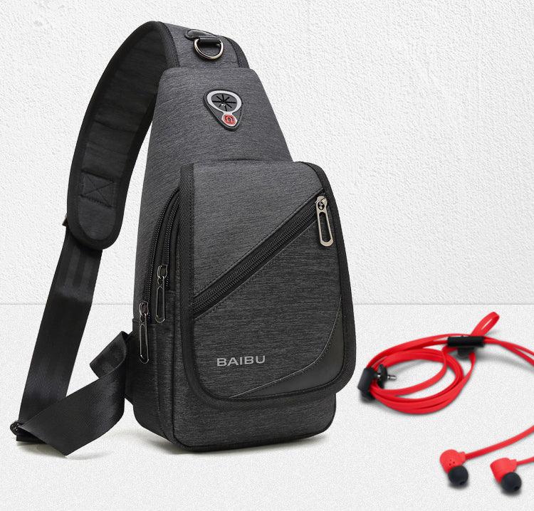 Multifunction Cross Strap WaterProof Black Sports Bag With USB Port - Obeezi.com