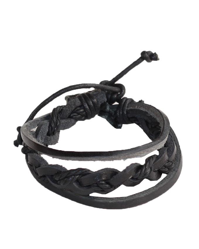 Multilayer Unisex Leather Bracelet Black - Obeezi.com