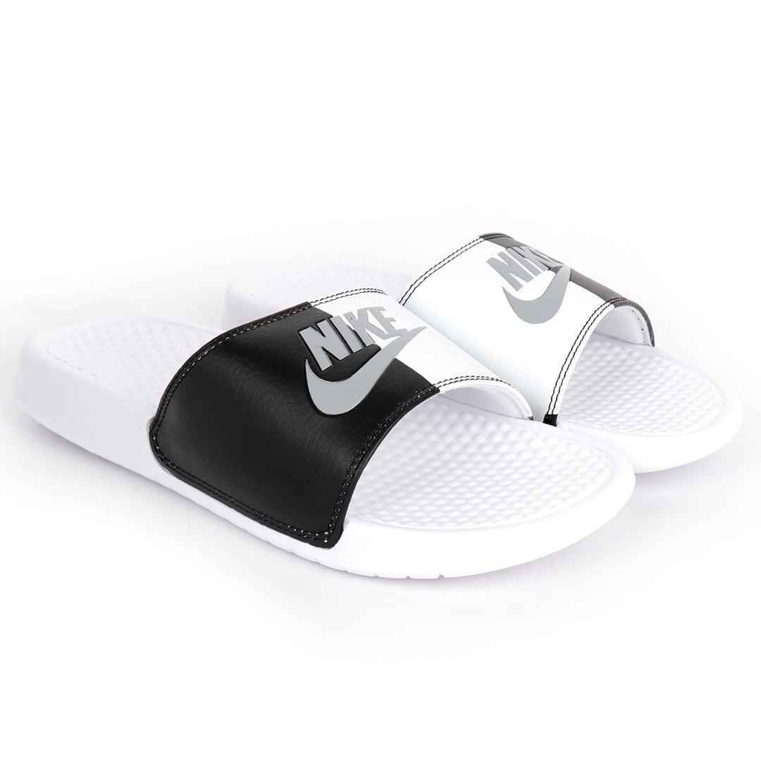 NK Benasi JDI Black and White Sole Men's Slide - Obeezi.com