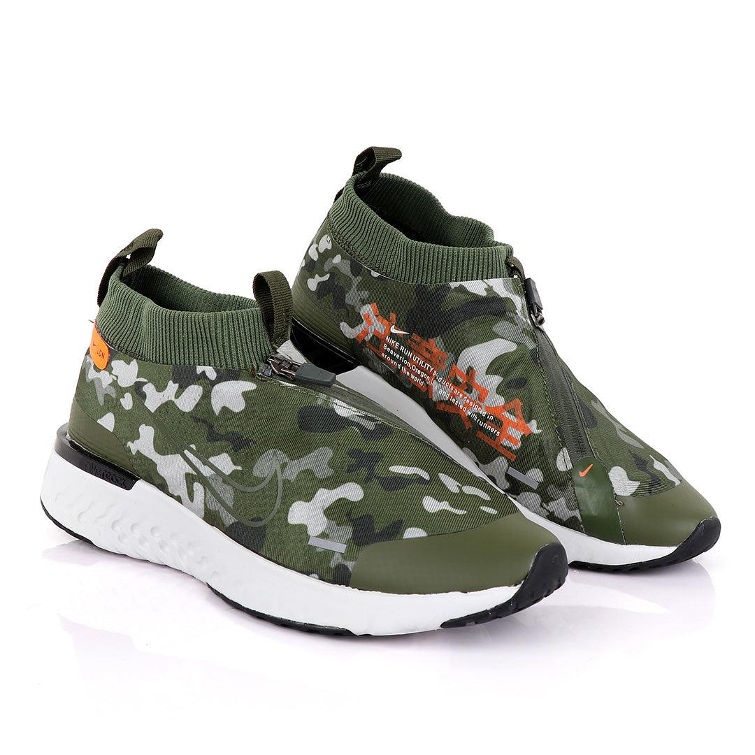 NK React Run Utility Green Running Sneakers - Obeezi