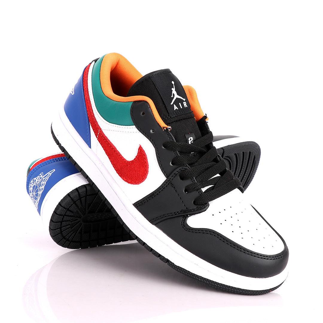 Original Air Jordan 1 Low Black White Laser Red Sneakers - Obeezi