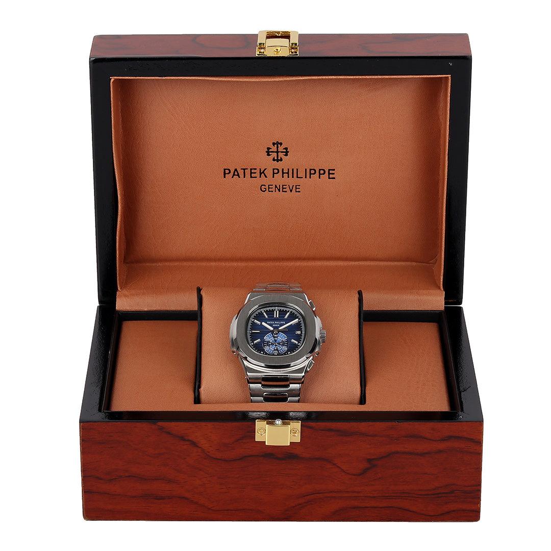 Patek Philippe Geneve Blue Face Stainless Steel Watch - Obeezi.com