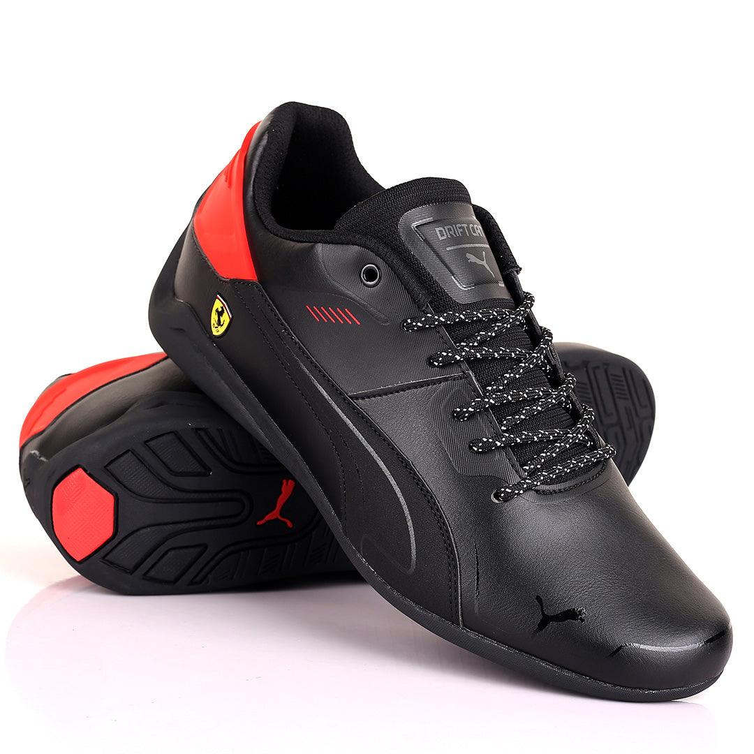 PM Side Ferrari Logo Drift Cat Delta Sneakers-Black Red - Obeezi.com