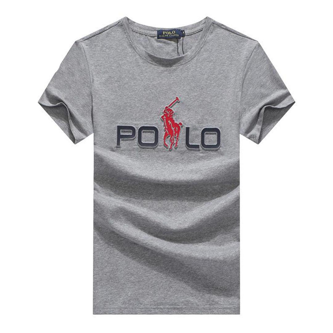 Prl Big Red Pony Player Cotton T-shirt-Ash - Obeezi