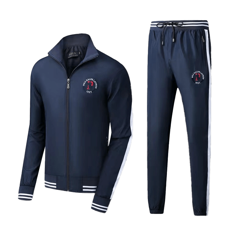 Prl Branded Logo Two Piece Polythene Designed Zip Up Tracksuit - Navy Blue - Obeezi.com