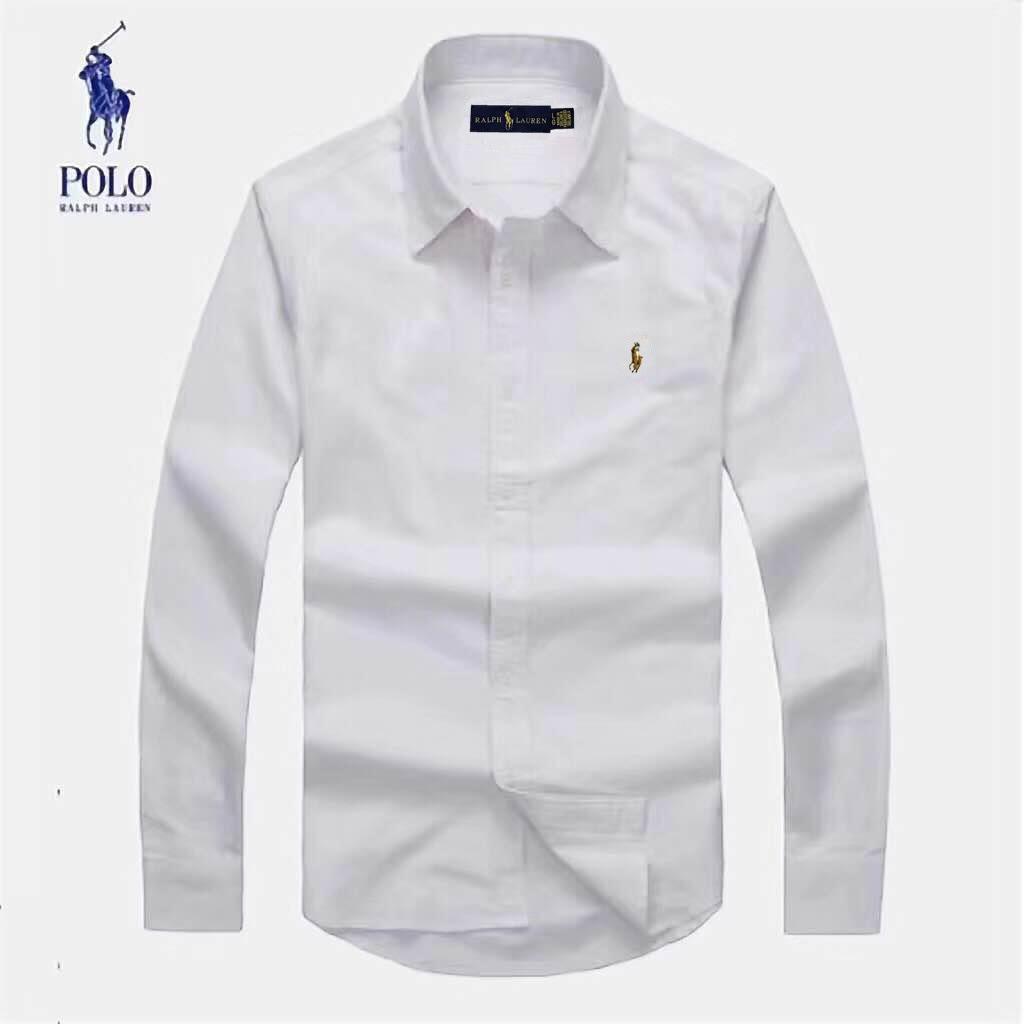 PRL Fit Oxford Button-Down Pony Logo White Longsleeve Shirt - - Obeezi