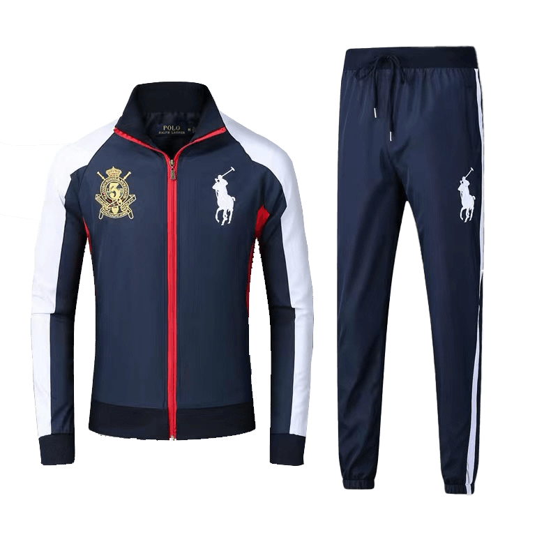 Prl Jockey Club Breathable Zip Down Polythene Tracksuit- Navy Blue - Obeezi.com