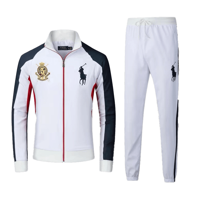 Prl Jockey Club Breathable Zip Down Polythene Tracksuit- White - Obeezi.com