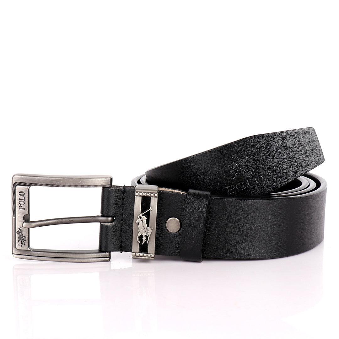 PRL Pony Logo Classic Leather Black Belt - Obeezi.com