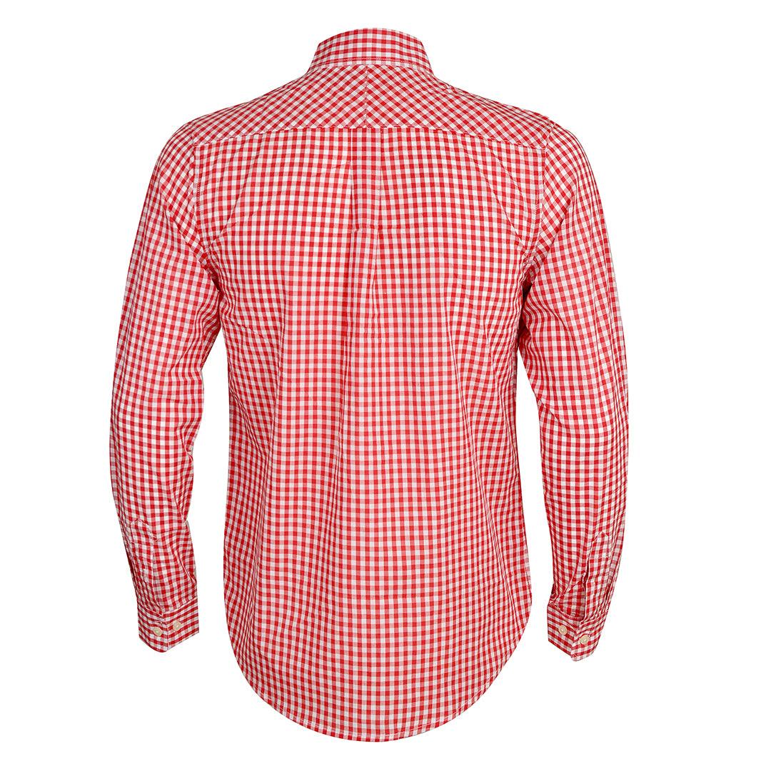 PRL Smart Light Weight Checkboard Button Down Long Sleeve Shirt- Red - Obeezi.com
