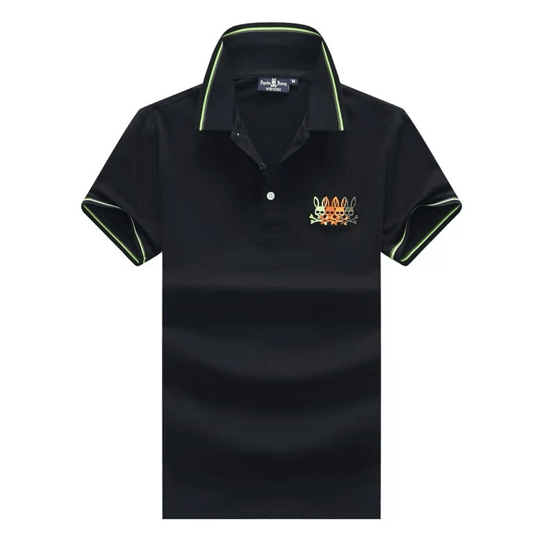 Psy Multi Bunny Collar Essential Regular Fit Polo- Black - Obeezi.com