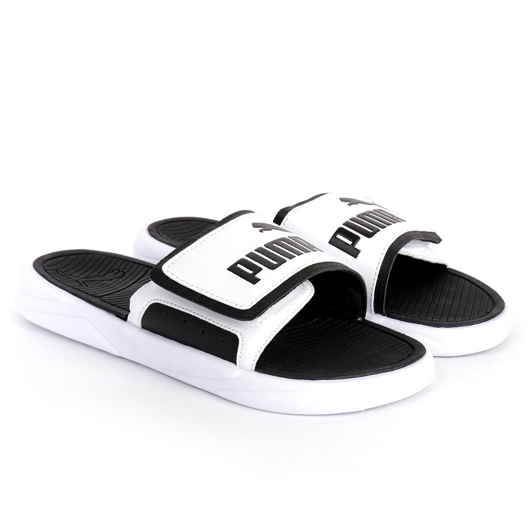 PU Royalcat Comfort Black and White Men's Slide - Obeezi.com