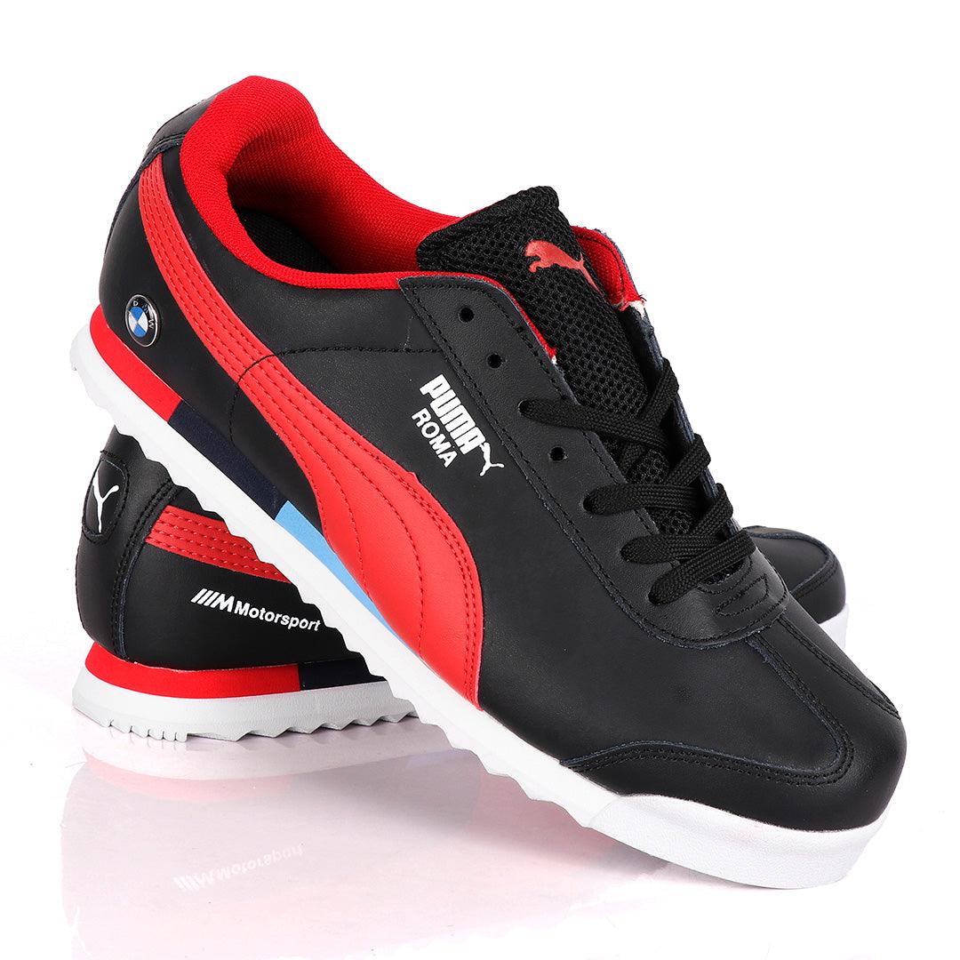 Puma Roma BMW Motor Sport Black Red Sneakers - Obeezi