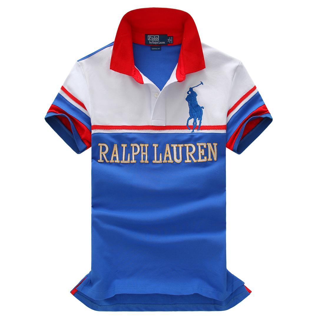 RL Custom Fit Big Pony White/Blue Short Sleeve Polo - Obeezi