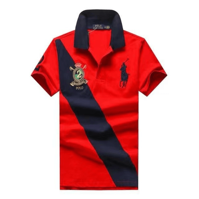 RL Custom Fit Crown Big Pony Team 2 Red And Blue Polo Shirt - Obeezi