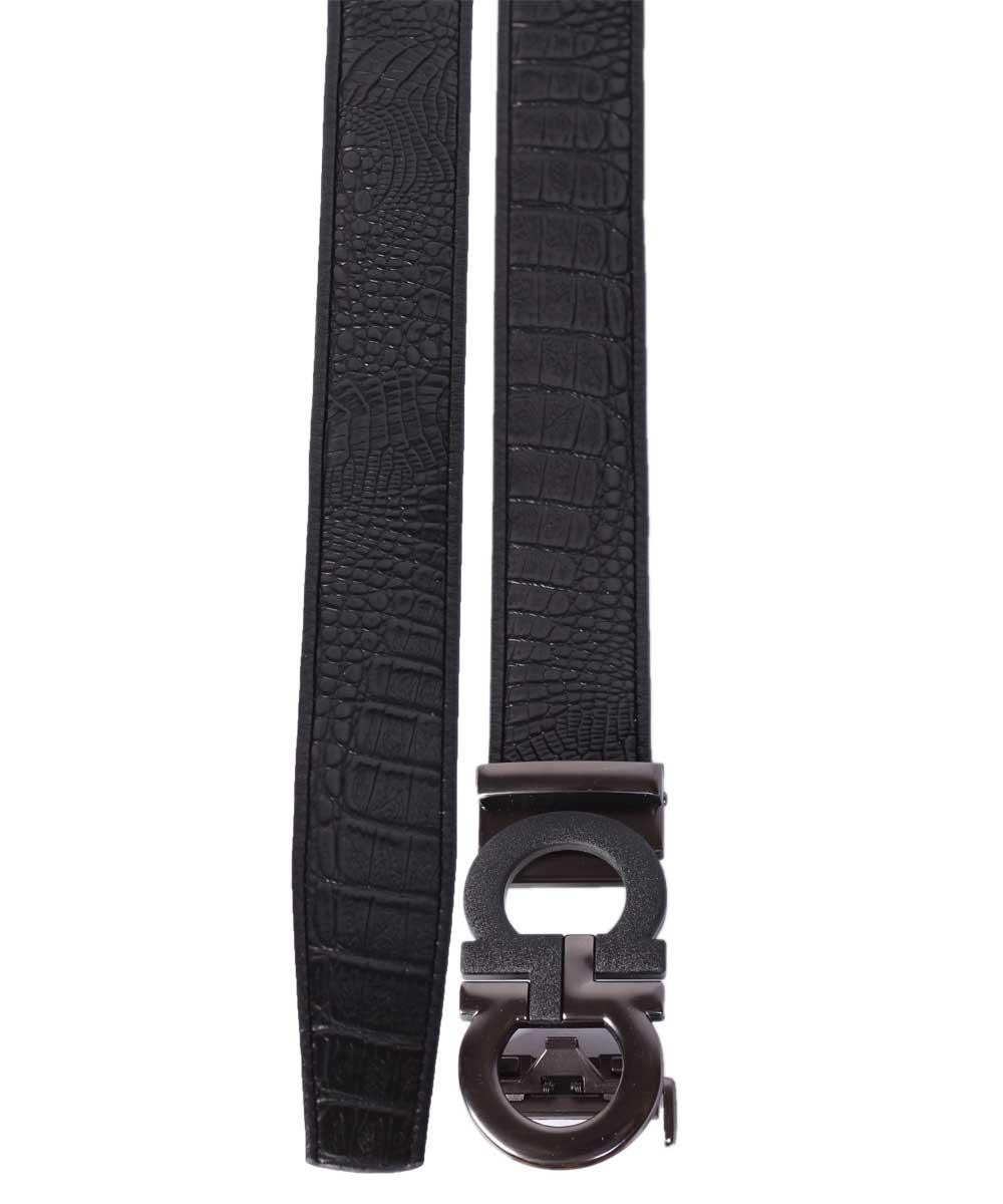 Salvatore Ferragamo Double Gancio Black Leather Buckle Belt - Obeezi.com