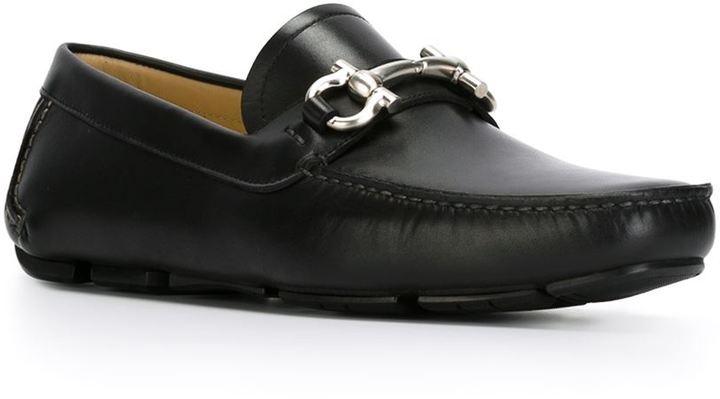 Salvatore Ferragamo Men"s Black Gancini Bit Loafers - Obeezi