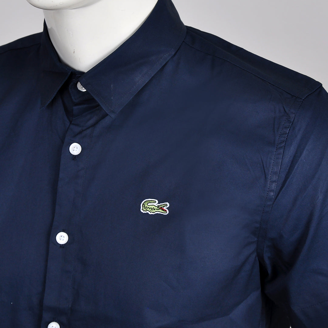 Side Logo Front Bold Strip Shirt- Navy Blue - Obeezi.com