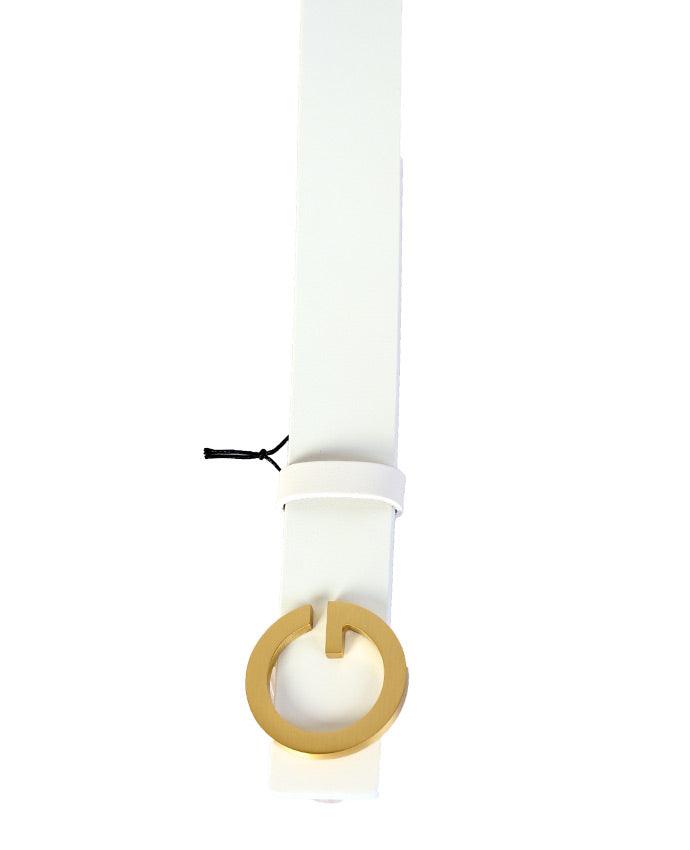single G Buckle Belt- White - Obeezi.com